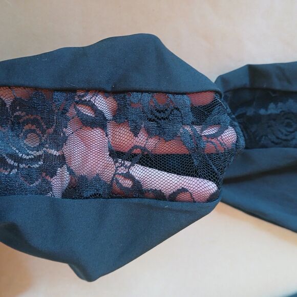 Stretchy Leggings With Floral Lace Side Cutouts Size 3XL Dark Romance - Picture 4 of 12